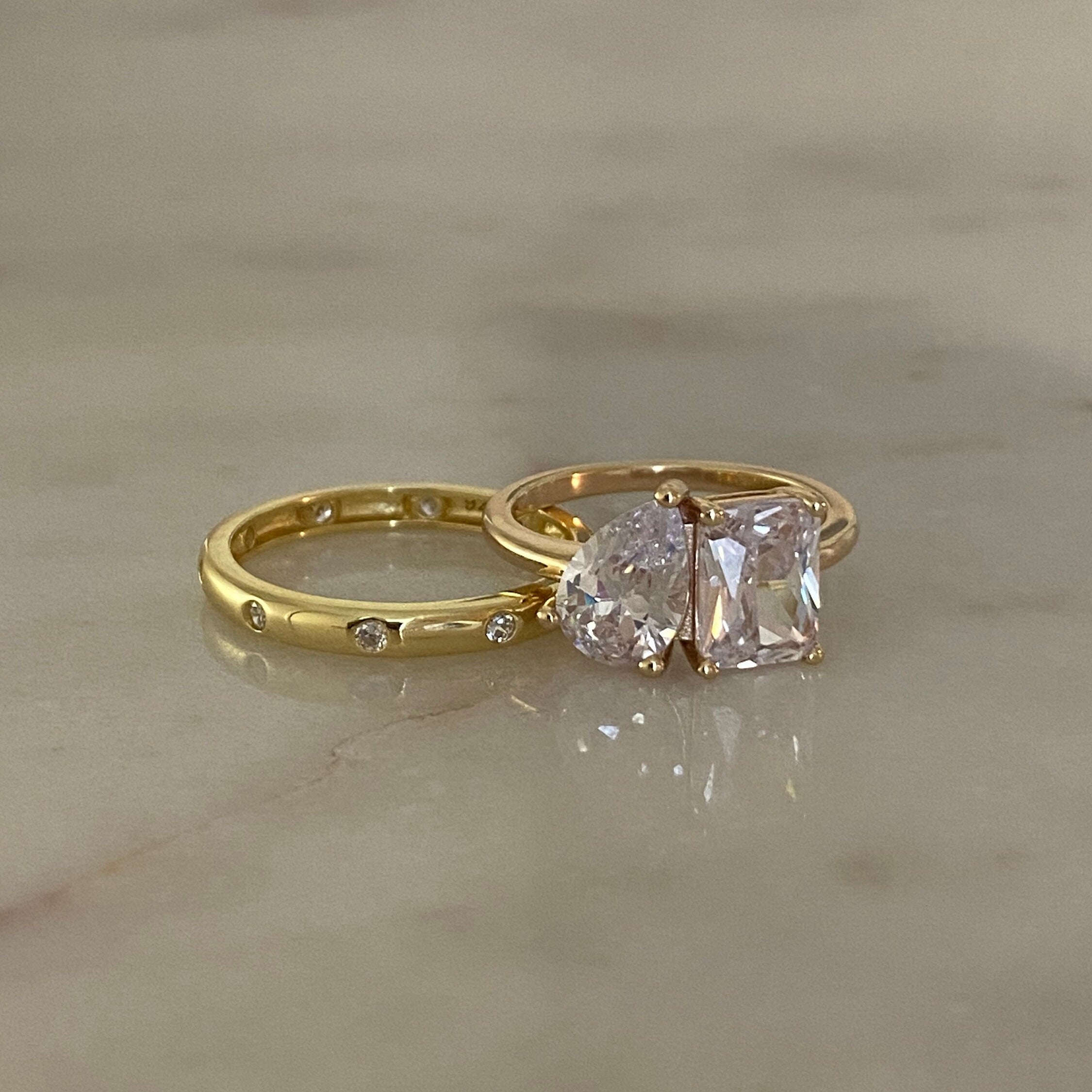 Purity Ring Stack, Elegant Double Stone and Precious in His Sight Purity Ring Stack