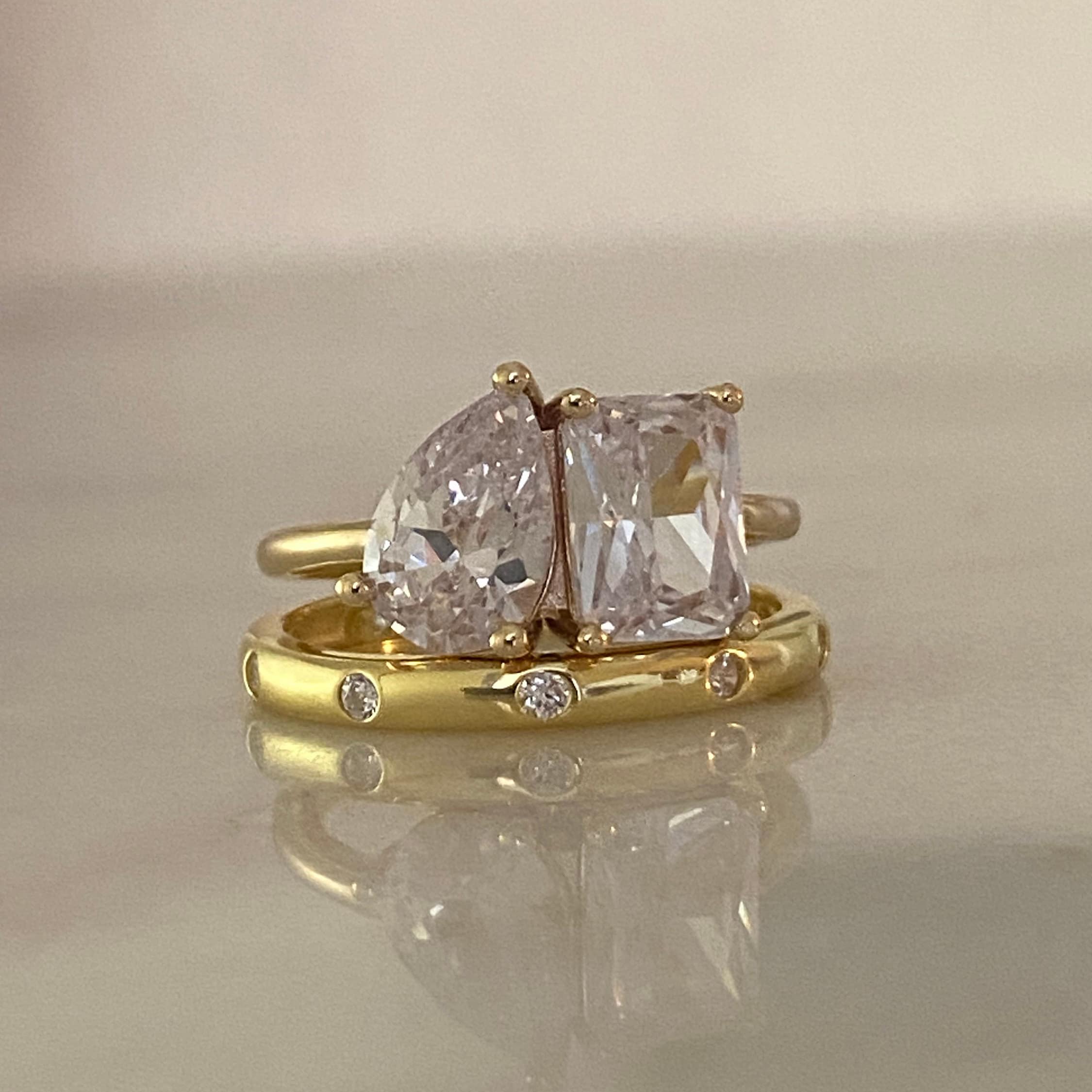 Purity Ring Stack, Elegant Double Stone and Precious in His Sight Purity Ring Stack