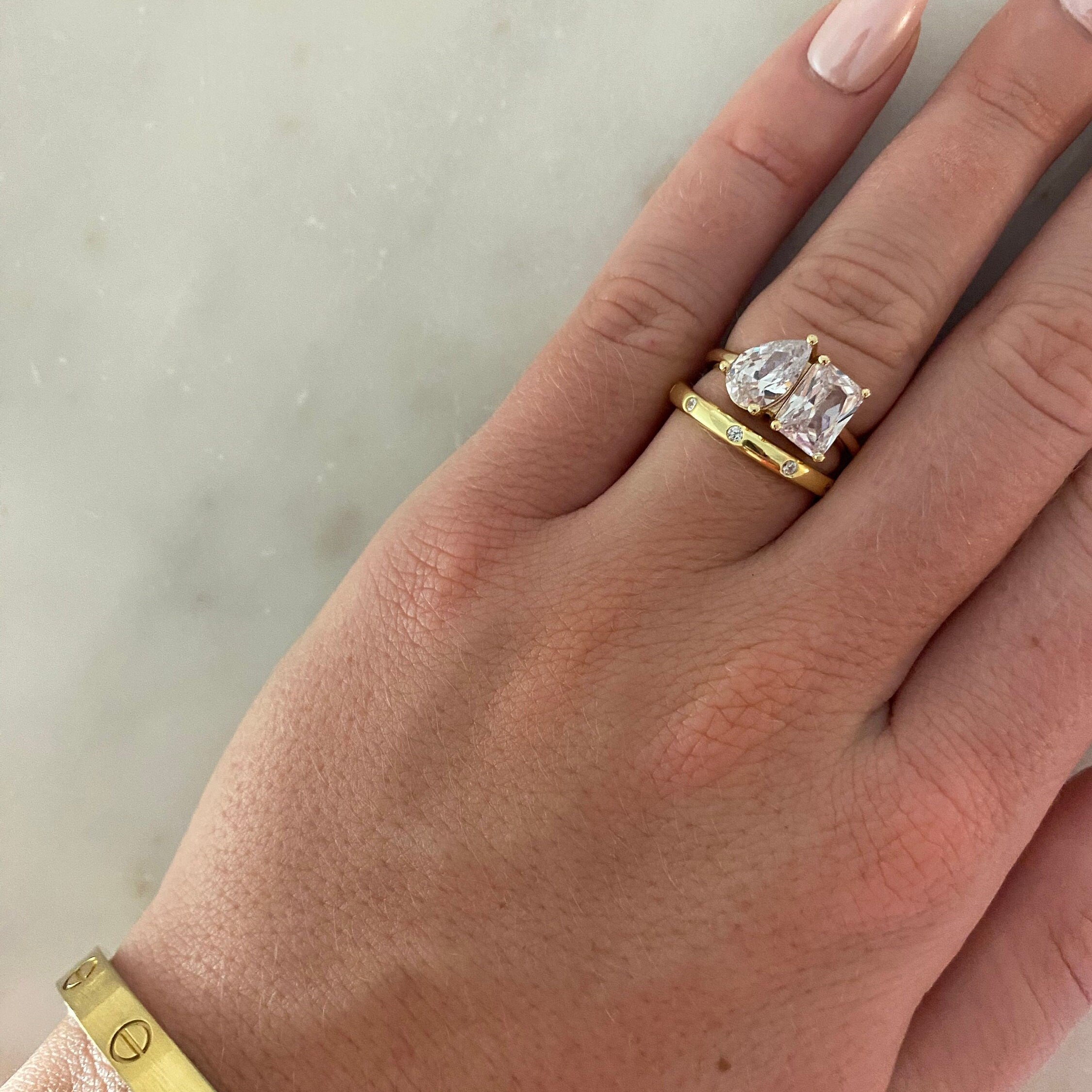 Purity Ring Stack, Elegant Double Stone and Precious in His Sight Purity Ring Stack