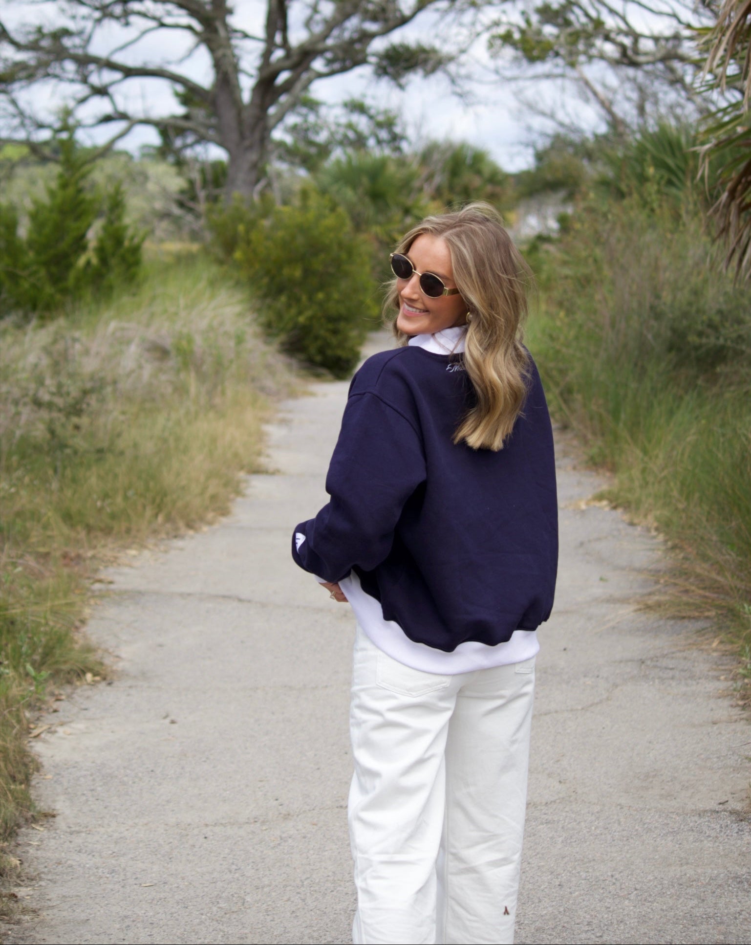 W/ LOVE Navy Mockneck