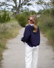 W/ LOVE Navy Mockneck