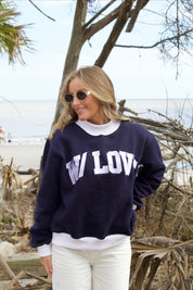 W/ LOVE Navy Mockneck