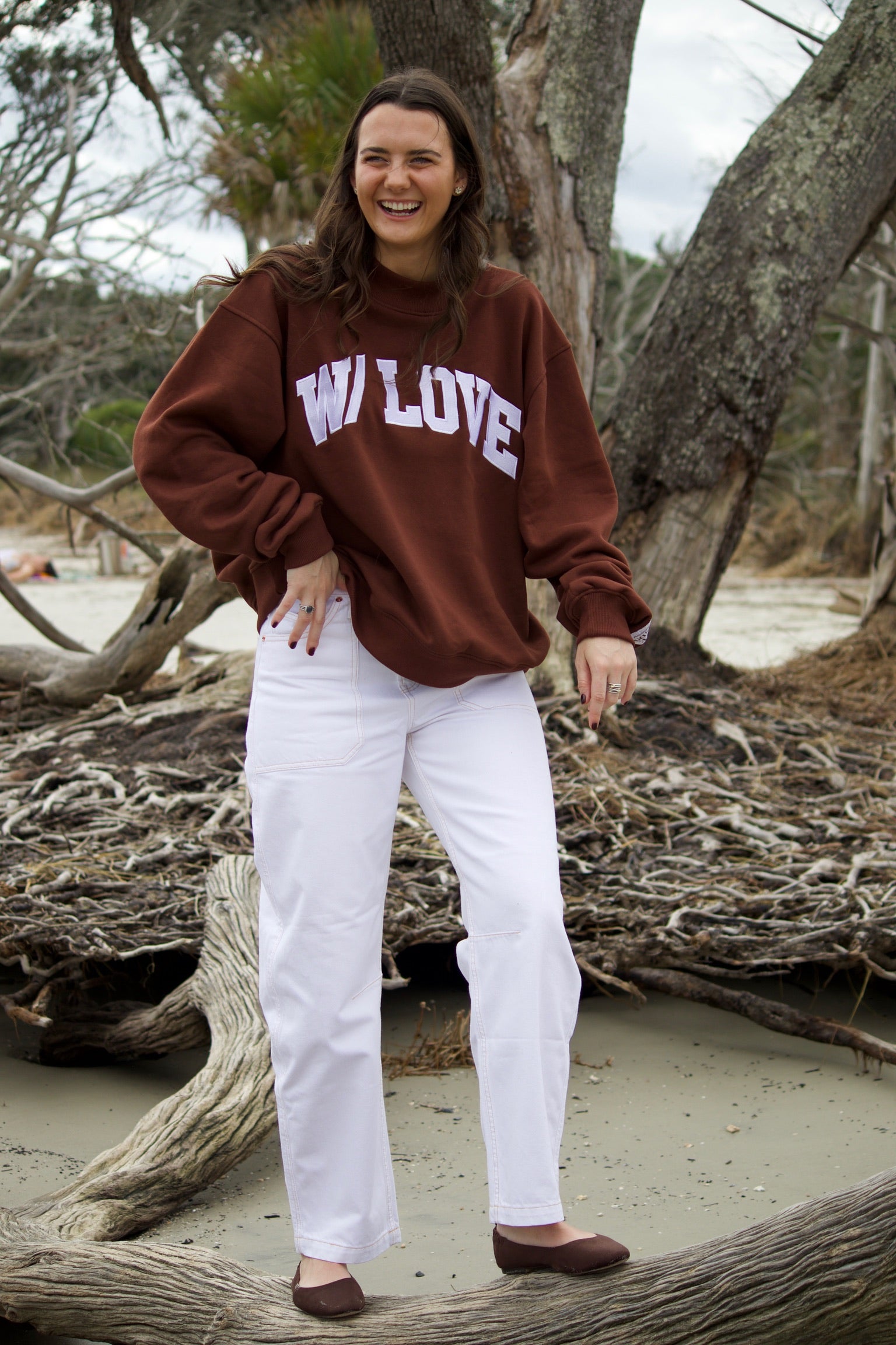 W/ LOVE Brown Mockneck