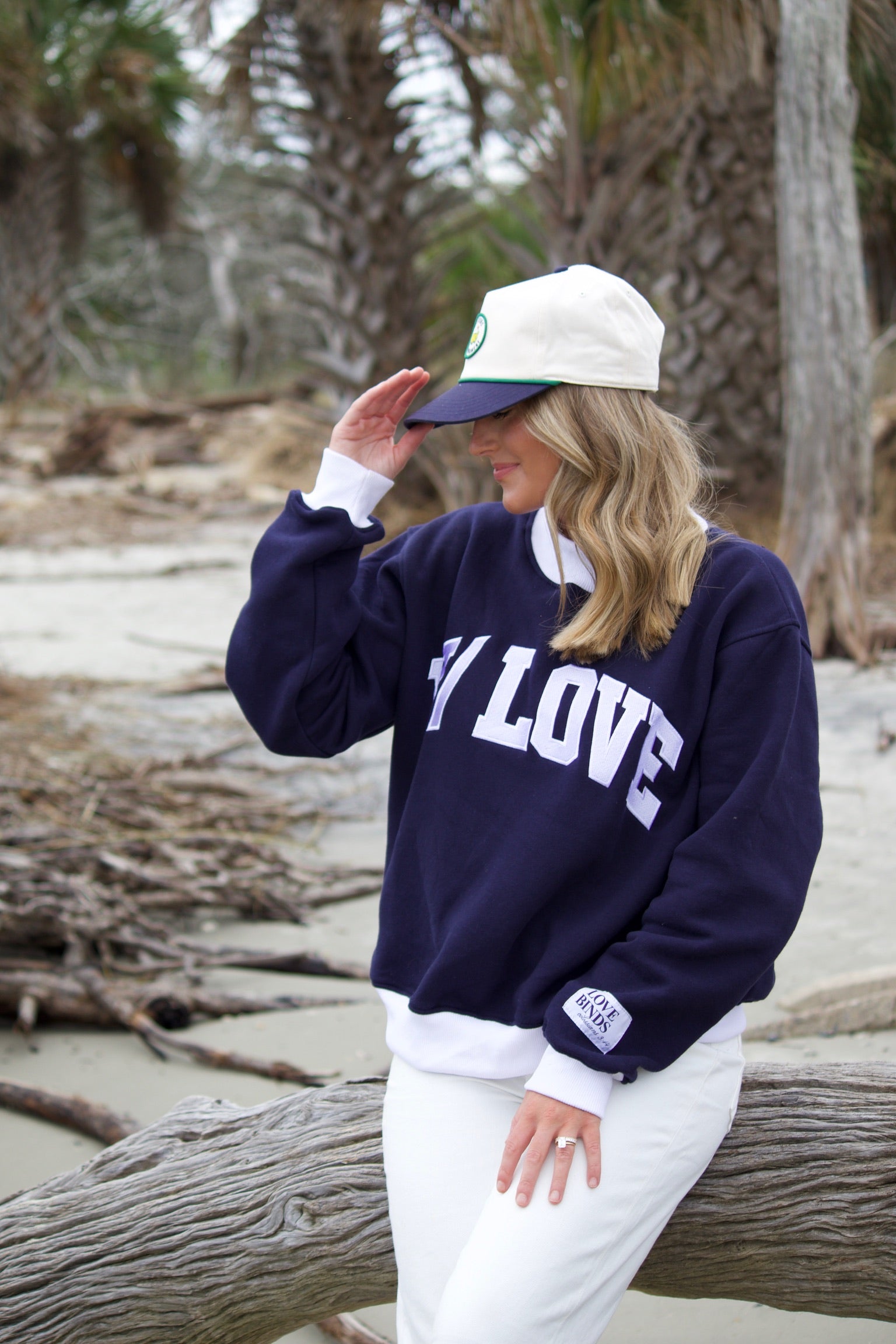 W/ LOVE Navy Mockneck