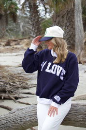 W/ LOVE Navy Mockneck