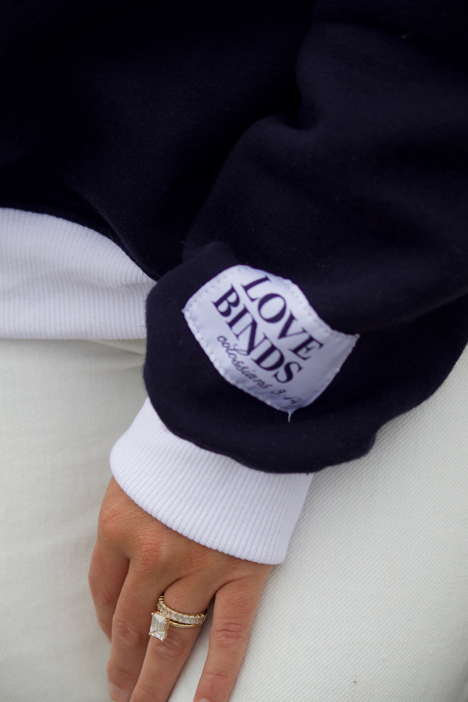 W/ LOVE Navy Mockneck